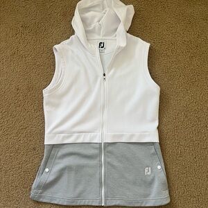 FootJoy White and Gray Sleeveless Zip Vest